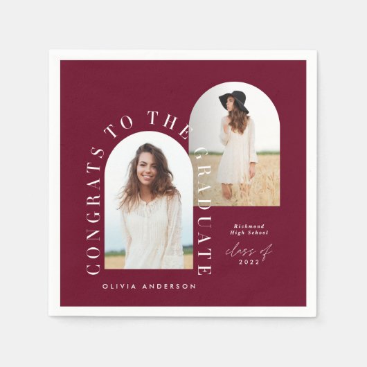 Moderne geometrische Abschluss mit mehreren Fotos Serviette (Vorderseite)