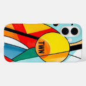 Moderne geometrische Abstrakt-Bright-Farben Case-Mate iPhone Hülle (Rückseite (Horizontal))