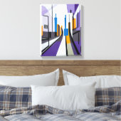 Moderne geometrische Abstrakt Street-Gebäude Leinwanddruck (Insitu (Schlafzimmer))
