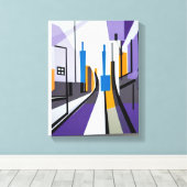 Moderne geometrische Abstrakt Street-Gebäude Leinwanddruck (Insitu (Holzboden))