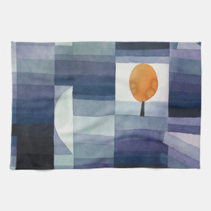 Moderne geometrische abstrakte blaue Orange Klee Geschirrtuch