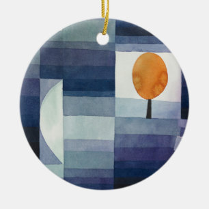 Moderne geometrische abstrakte blaue Orange Klee Keramik Ornament