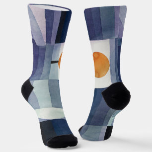 Moderne geometrische abstrakte blaue Orange Klee Socken