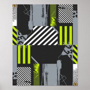 Moderne geometrische Abstrakte Collage mit Streife Poster
