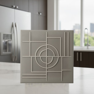 Moderne geometrische abstrakte Fliese #29 Warmgrau