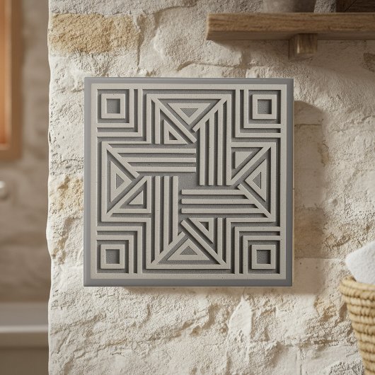 Moderne geometrische abstrakte Fliese #30 Warmgrau