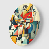 Moderne geometrische Abstrakte Kunstfarben Große Wanduhr (Winkel)