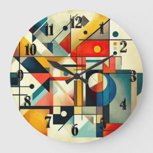 Moderne geometrische Abstrakte Kunstfarben Große Wanduhr