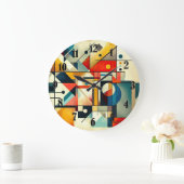 Moderne geometrische Abstrakte Kunstfarben Große Wanduhr (Zuhause)