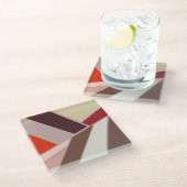 Moderne geometrische Abstrakte Mosaik, Braun und O Glasuntersetzer (Schrägansicht)