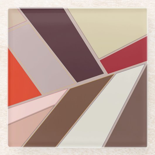 Moderne geometrische Abstrakte Mosaik, Braun und O Glasuntersetzer (Vorderseite)