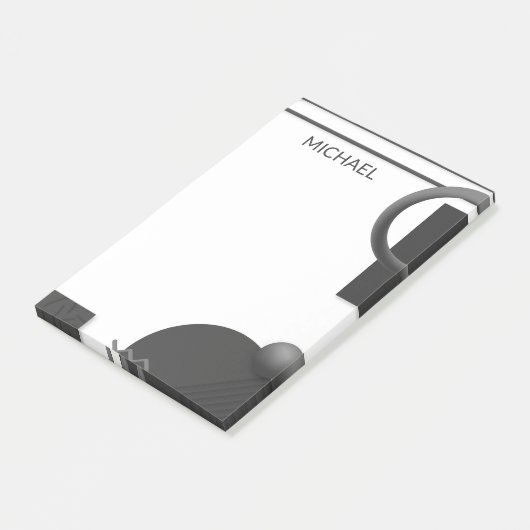 Moderne geometrische Abstrakte Personalisierte Bez Post-it Klebezettel (angewinkelt)