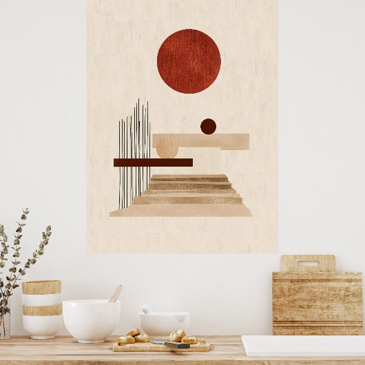 Moderne geometrische Abstrakte Printwerbung Mitte  Poster (Küche)