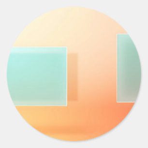 Moderne geometrische Abstraktion mit Pfirsich und Runder Aufkleber