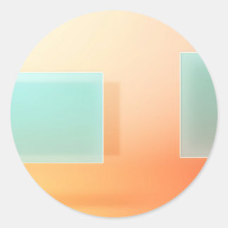 Moderne geometrische Abstraktion mit Pfirsich und  Runder Aufkleber