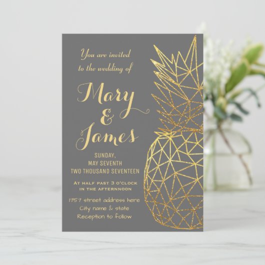 Moderne geometrische Ananas Einladung (Stehend Vorderseite)