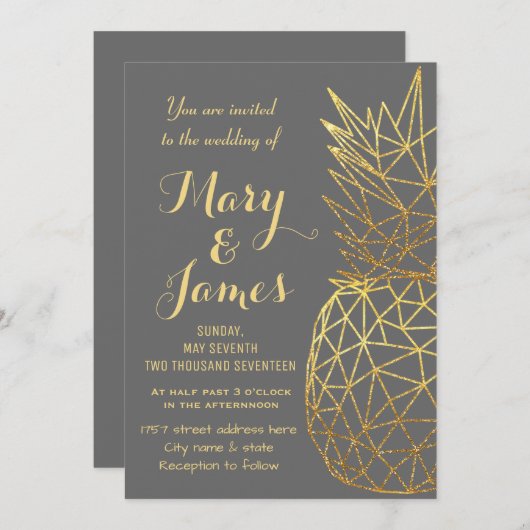 Moderne geometrische Ananas Einladung (Vorne/Hinten)