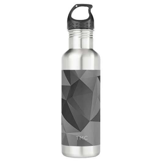 Moderne geometrische Angles INITIALS Grau Cool Edelstahlflasche (Vorderseite)