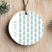 Moderne geometrische Aqua-Blau Weihnachtsbaumgrafi Keramik Ornament