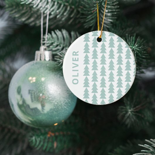 Moderne geometrische Aqua-Blau Weihnachtsbaumgrafi Keramik Ornament