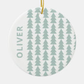 Moderne geometrische Aqua-Blau Weihnachtsbaumgrafi Keramik Ornament (Vorne)