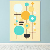 Moderne geometrische Aquamarine Orange Abstrakt Ar Leinwanddruck (Insitu (Holzboden))