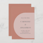 Moderne geometrische Arche Terrakotta auf dem Rote Save The Date (Vorne/Hinten)