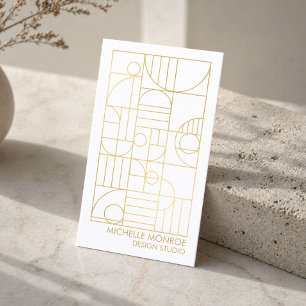 Moderne geometrische Art Deco Faux Gold Designer Visitenkarte