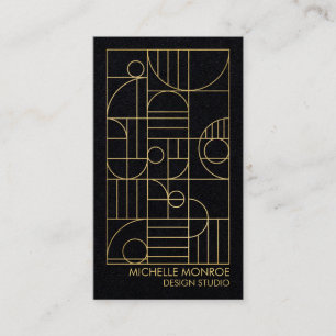Moderne geometrische Art Deco Faux Gold/Schwarzes  Visitenkarte