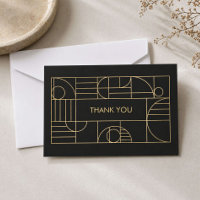 Moderne geometrische Art Deco Gold/Schwarz Danke
