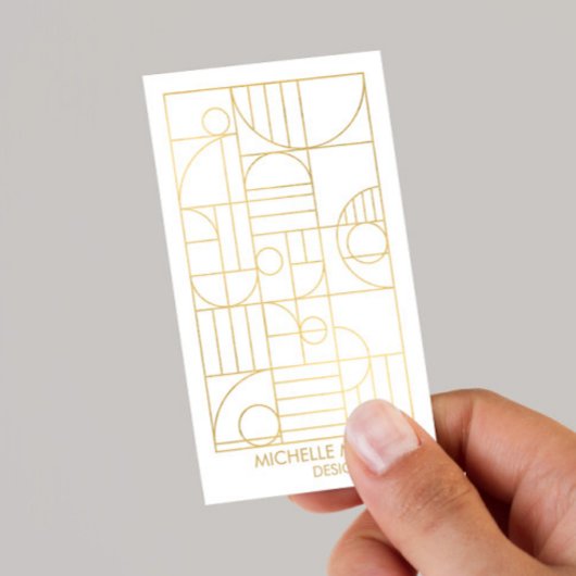 Moderne geometrische Art Deco Imitate Gold Designe Visitenkarte