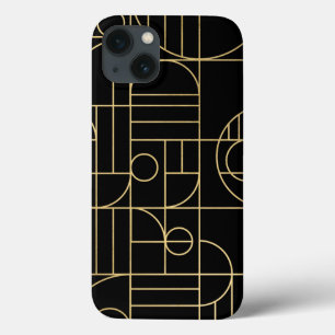 Moderne geometrische Art Deco Imitate Gold/Schwarz Case-Mate iPhone Hülle