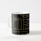 Moderne geometrische Art Deco Imitate Gold/Schwarz Kaffeetasse (Vorderseite Links)