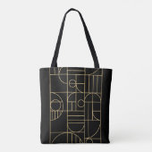 Moderne geometrische Art Deco Imitate Gold/Schwarz Tasche (Rückseite)