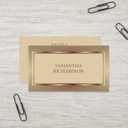 Moderne, geometrische Beige und Gold Beruflich Visitenkarte (Vorderseite/Rückseite Beispiel)