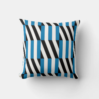 Moderne geometrische blau-schwarze und weiße Op-Ar Kissen
