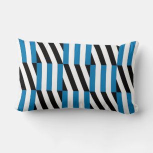 Moderne geometrische blau-schwarze und weiße Op-Ar Lendenkissen