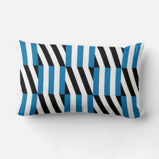 Moderne geometrische blau-schwarze und weiße Op-Ar Lendenkissen