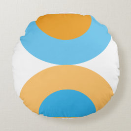 Moderne geometrische Blau- und Gelbtöne Rundes Kissen