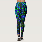 Moderne geometrische blaue Farbtöne Halbtone Pixel Leggings (Rückseite)