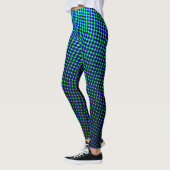 Moderne geometrische blaue Farbtöne Halbtone Pixel Leggings (Links)