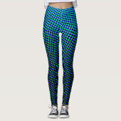 Moderne geometrische blaue Farbtöne Halbtone Pixel Leggings (Vorderseite)