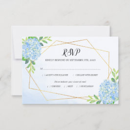 Moderne geometrische Blaue Hydrangea Hochzeit RSVP Karte