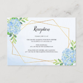 Moderne geometrische Blaue Hydrangea Hochzeitsempf Begleitkarte