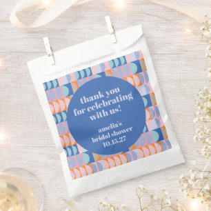 Moderne geometrische blaue individuelle Brautdusch Geschenktütchen