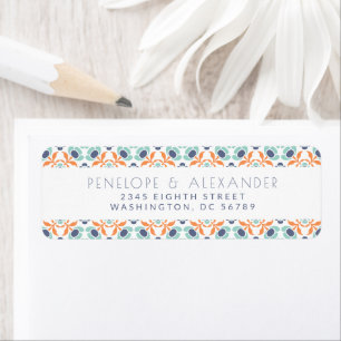 Moderne geometrische blaue Orange-Rücksendeadresse