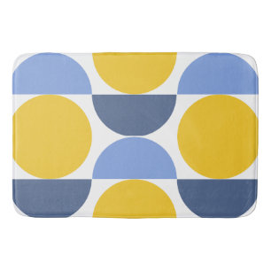 Moderne geometrische blaue und gelbe Kreise Badematte