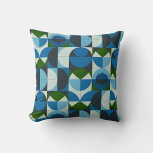 Moderne geometrische blaue und grüne Abstraktion Kissen