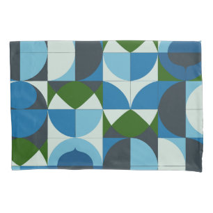 Moderne geometrische blaue und grüne Abstraktion Kissenbezug
