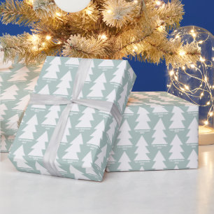 Moderne geometrische blaue Weihnachtsbaumgrafie Wr Geschenkpapier